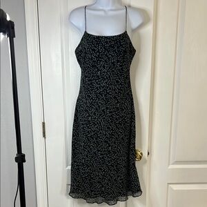 Ann Taylor Black and White Spaghetti Strap Midi Dress